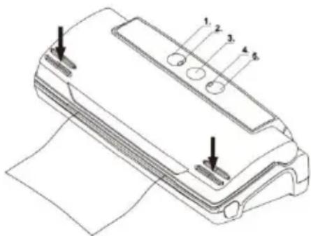 Technical diagram of a printer with numbered parts labeled 1 through 6, showing paper binding and mounting features.