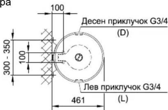 100 300 - 350 100 Десен приключок G3/4 (D) Лев приключок G3/4 461 (L)