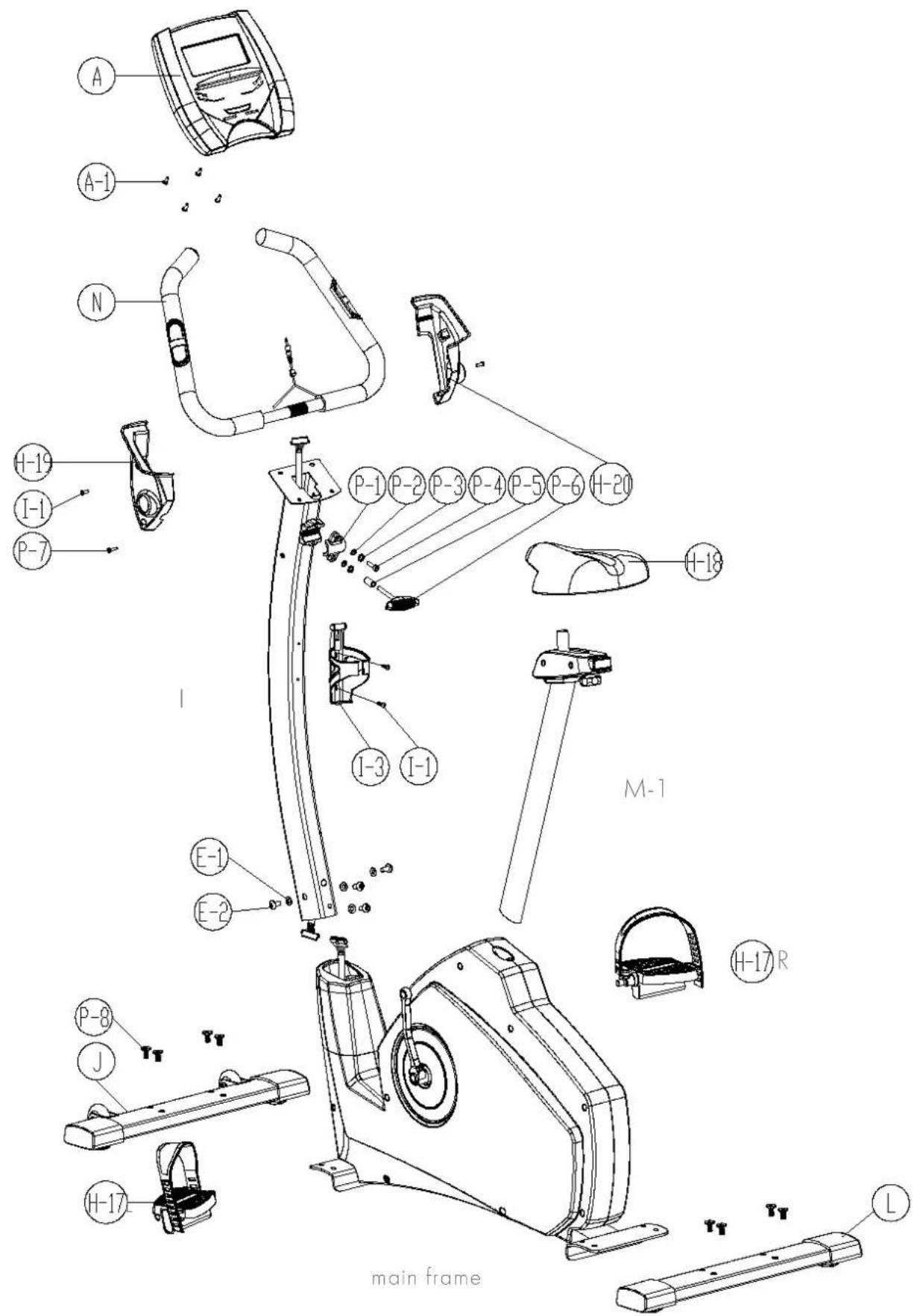A A-1 N H-19 I-1 P-7 P-1 P-2 P-3 P-4 P-5 P-6 H-20 I-3 I-1 E-1 E-2 P-8 J H-17 H-18 M-1 H-17 R main frame L
