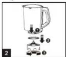 Diagram of a blender with labeled parts including liquid, oil, and paper filter
