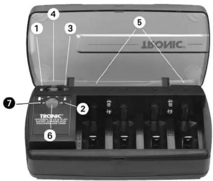 TRONIC UNIVERSAL OCE & TRONIC BATTERY CONTAINER WITH DISCHARGE AND TIMER 6 7 1 2 3 4 5 TRONIC