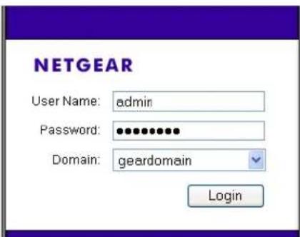 NETGEAR User Name: admin Password: ************ Domain: geardomain Login