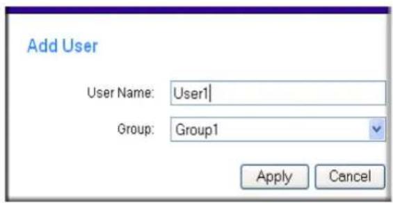 Add User User Name: User1 Group: Group1 Apply Cancel