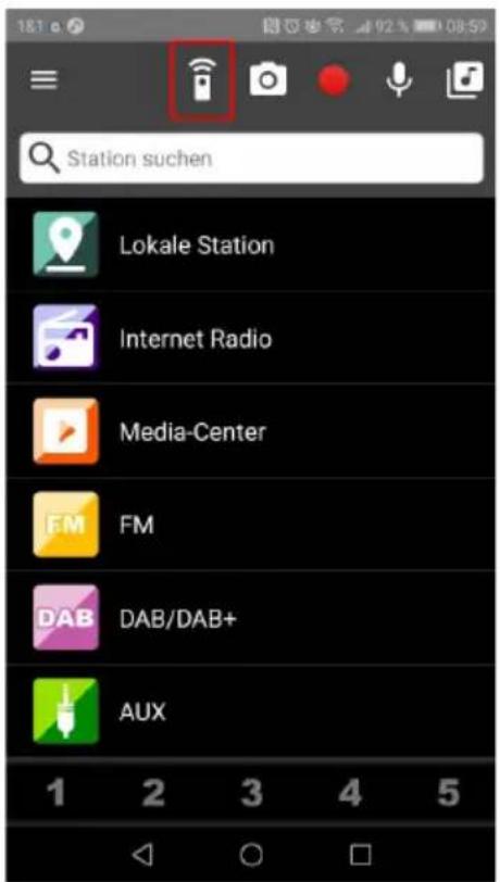 Station suchen Lokale Station Internet Radio Media-Center FM DAB/DAB+ AUX 1 2 3 4 5