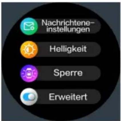 Nachrichtene- instellungen Helligkeit Sperre Erweitert