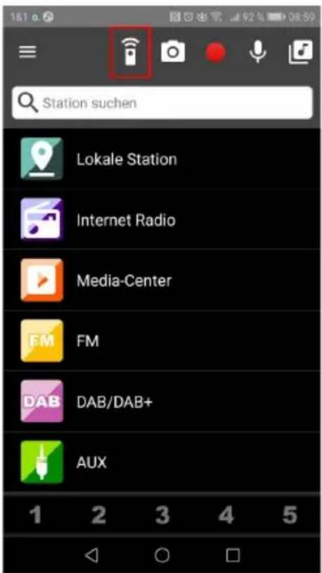 Station suchen Lokale Station Internet Radio Media-Center FM DAB/DAB+ AUX 1 2 3 4 5