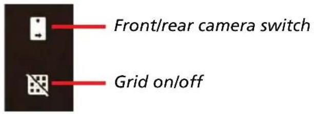 Front/rear camera switch Grid on/off