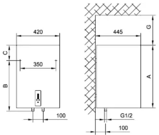 420 350 C B 100 445 G A G1/2 100