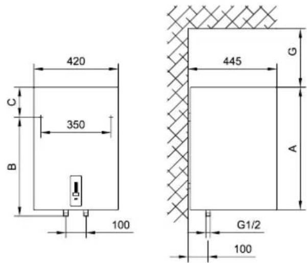 420 350 C B 100 445 G A G1/2 100