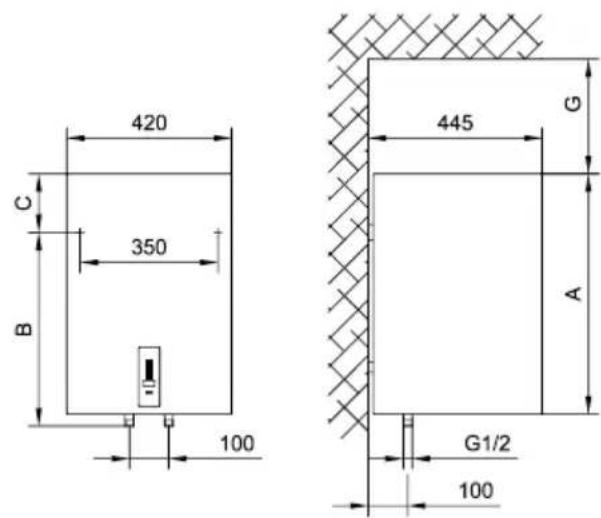 420 350 C B 100 445 G A G1/2 100