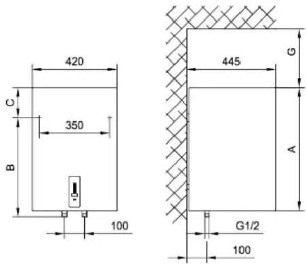 420 350 C B 100 445 G A G1/2 100