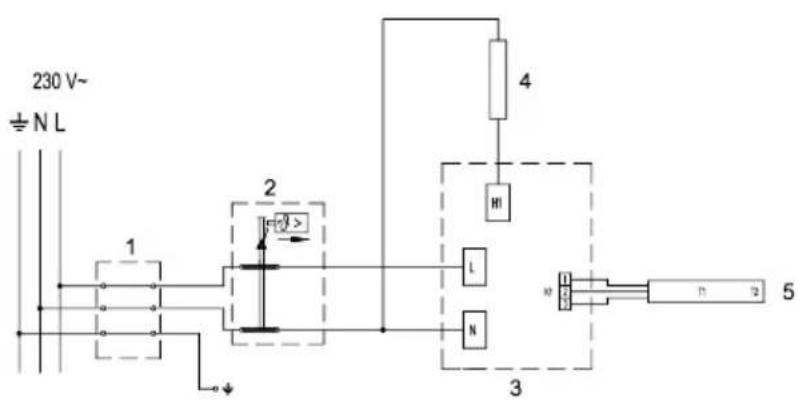 230 V~ ÷ N L 1 2 3 4 HI L N 5