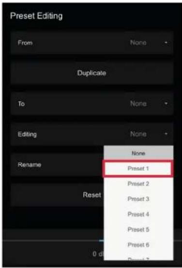 Preset Editing From None Duplicate To None Editing None Rename Reset 0 d