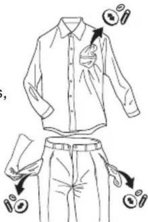 Technical line drawing of a shirt with buttons and belt, showing fit details and component placement
