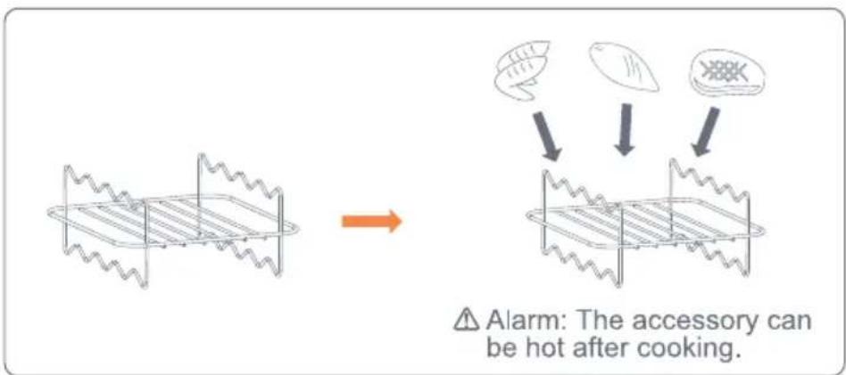 Alarm: The accessory can be hot after cooking.