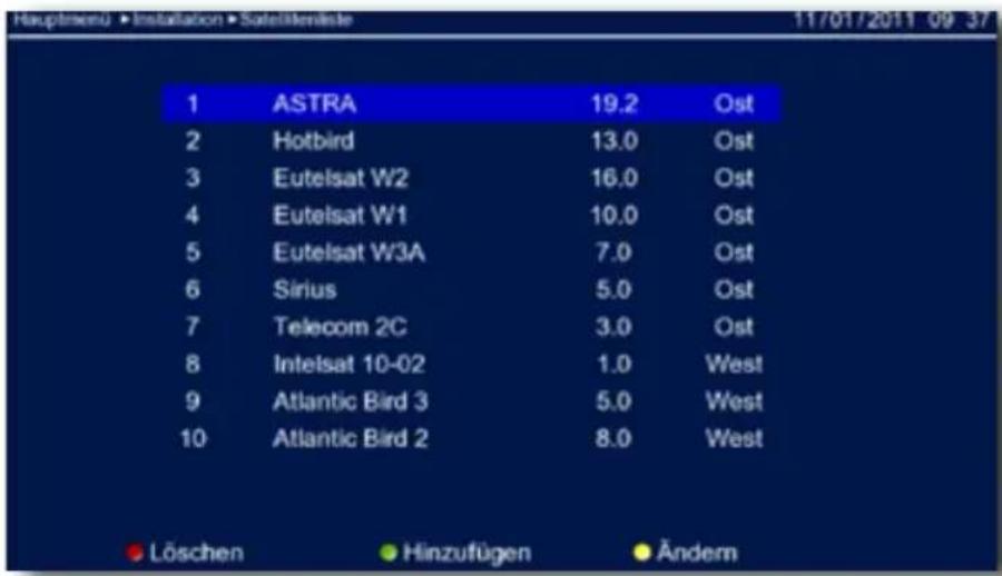 Imperial HD 5+ - Satellitenliste - 1