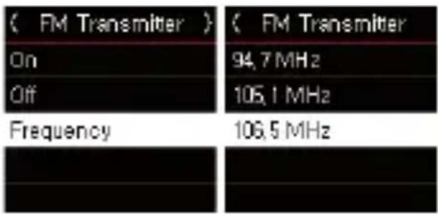 (FM Transmitter) On Off Frequency ( FM Transmitter ) 94, 7 MHz 105, 1 MHz 106, 5 MHz