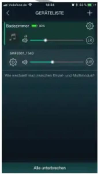 GERÄTELISTE Badezimmer 90% SWF2301_1540 Wle wechselt man zwischen Einzel- und Multinodus? Alle unterbrechen