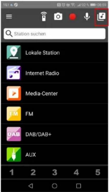 Station suchen Lokale Station Internet Radio Media-Center FM FM DAB DAB/DAB+ AUX 1 2 3 4 5