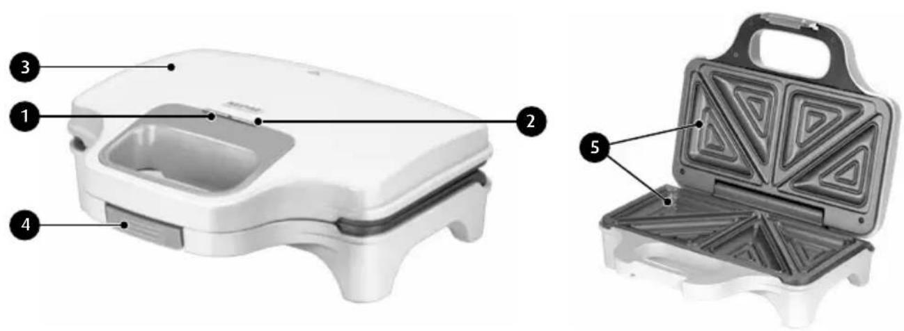 Diagram of a white disposable water heater with labeled parts including a grating and its internal structure.