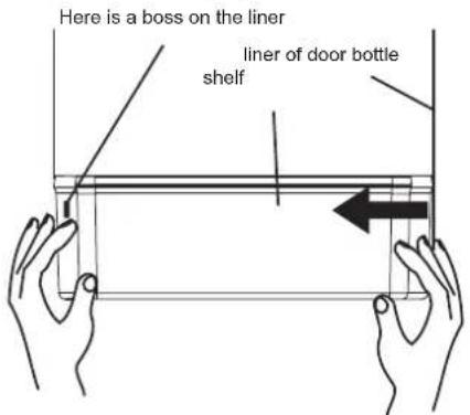 Here is a boss on the liner liner of door bottle shelf