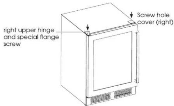 right upper hinge and special flange screw Screw hole cover (right)
