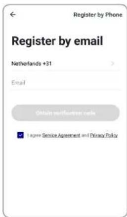 Register by Phone Register by email Netherlands +31 Email Oblie verification code ✓ Agree Service Agreement and Privacy Policy