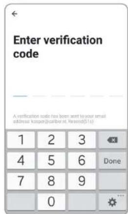 Enter verification code A verification code has been sent to your email address kappa@caribert, Kerond(1.e) 1 2 3 4 5 6 Done 7 8 9 0