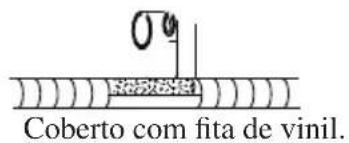 Coberto com fita de vinil.