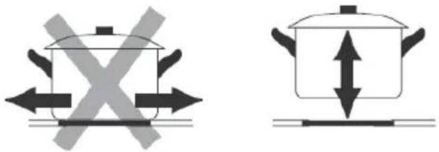 Diagram showing two cooking pots with crossed arrows indicating opposing pressure or heating conditions.