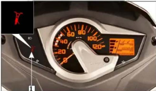 Motor dashboard display showing speedometer, speed limit, and digital speedometer with red indicator lights