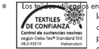 Los feijados utilizados en TEXTILES DE CONFIANZA Control de sustancias nocivas según Oeko-Tex® Standard 100 06.0.43510 Hohenstein