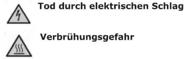 Tod durch elektrischen Schlag Verbrühungsgefahr