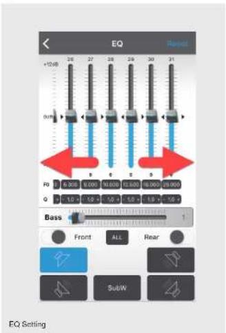 EQ +10dB 26 27 28 29 30 31 50Hz B D E F G R0 1.000 1.000 1.000 1.000 1.000 1.000 1.000 1.000 1.000 1.000 1.000 1.000 1.000 1.000 1.000 1.000 1.000 1. Bass Front ALL Rear Sul/W EQ Setting
