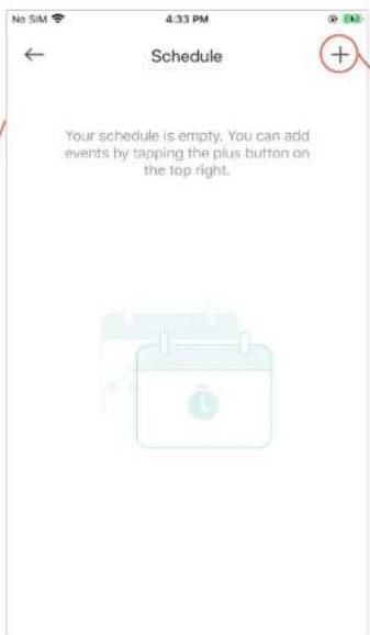 No SIM 4:33 PM Schedule Your schedule is empty. You can add events by tapping the plus button on the top right.
