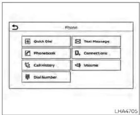 Phone Quick Dial Text Message Phoneback Connections Call History Volume Dial Number LHA4705