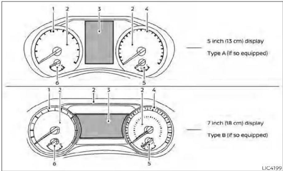 5 inch (13 cm) display Type A (if so equipped) 7 inch (18 cm) display Type B (if so equipped)