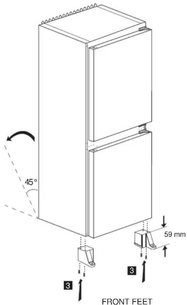 45° 59 mm 3 3 FRONT FEET