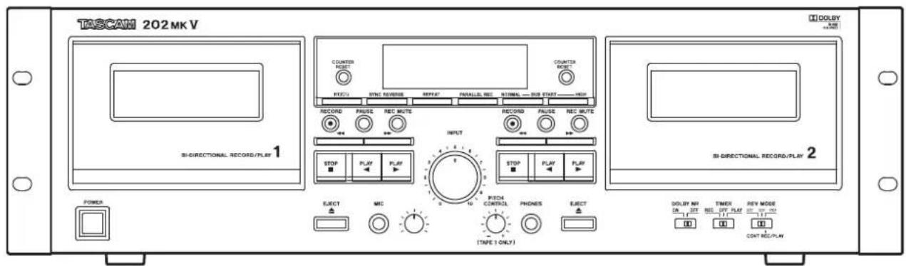 TASCAM 202MKV 1 3I-DIRECTIONAL RECORD/PLAY POWER EJECT MC INPUT STOP PLAY PLAY STOP PLAY PLAY RATE CONTROL PHONES (EYR1 ONLY) COOLBY NR ON 3278 REC. PLAY ON 111 OUT NO. COM REF/MLW 2 3I-DIRECTIONAL RECORD/PLAY DOLBY NR ON 3278 REC. PLAY ON 111 OUT NO. COM REF/MLW