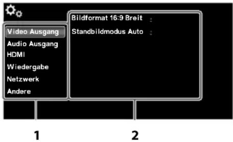 Video Ausgang Audio Ausgang HDMI Wiedergabe Netzwerk Andere Bildformat 16:9 Breit : Standbildmodus Auto : 1 2