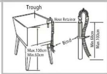 Trough Hose Retainer Max.100cm Min.60cm Bind Min.60cm Max.100cm