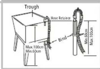 Trough Hose Retainer Max.100cm Min.60cm Bind Min.60cm Max.100cm
