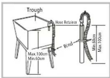 Trough Hose Retainer Max.100cm Min.60cm Bind Min.60cm Max.100cm