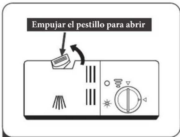 Empujar el pestillo para abrir