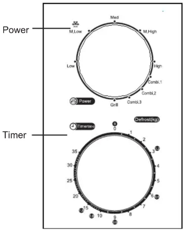 Power M,Low Med M,High Low High Combi.1 Combi.2 Power Grill Combi.3 Timer Defrost(kg) 0 0 1 2 3 4 5 6 7 8 9 10 15 20 25 30 35 Defme(m)