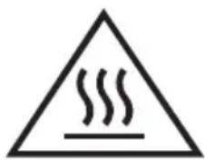 Warning symbol with steam inside a triangle, indicating heat or smoke hazard