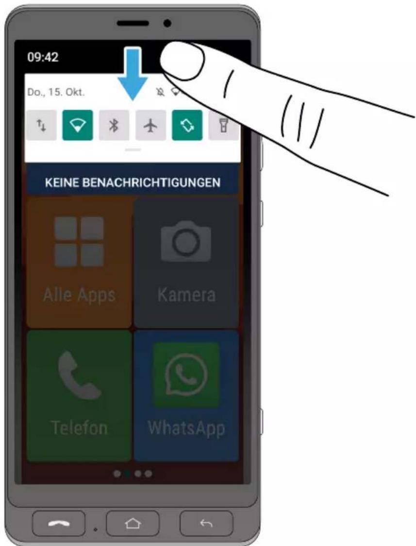 09:42 Do., 15. Okt. KEINE BENACHRICHTIGUNGEN Alle Apps Kamera Telefon WhatsApp