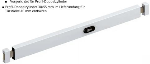 ■ Vorgerichtet für Profil-Doppelzylinder ■ Profil-Doppelzylinder 30/55 mm im Lieferumfang für Türstärke 40 mm enthalten