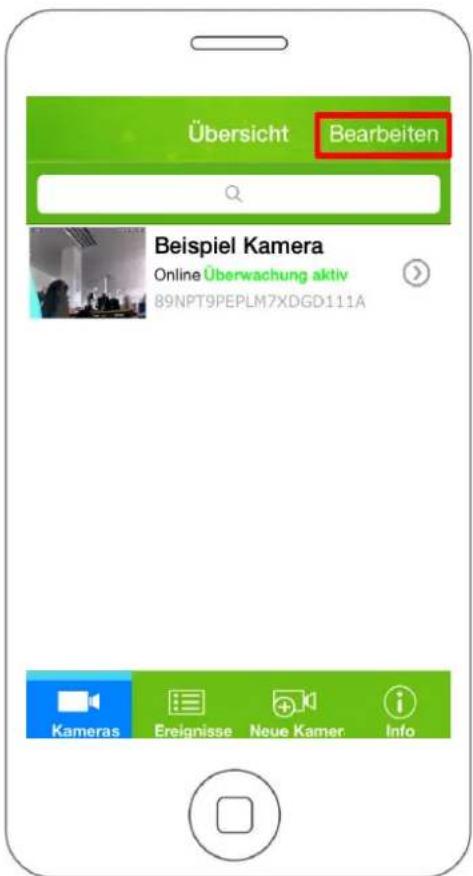 Übersicht Bearbeiten Beispiel Kamera Online Überwachung aktiv 89NPT9PEPLM7XDGD111A Kameras Ereignisse Neue Kamer Info