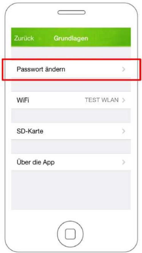 Zurück Grundlagen Password ändern > WiFi TEST WLAN > SD-Karte > Über die App >